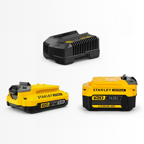 Kit 2 Baterías 2Ah y 4Ah + Cargador 20V Stanley